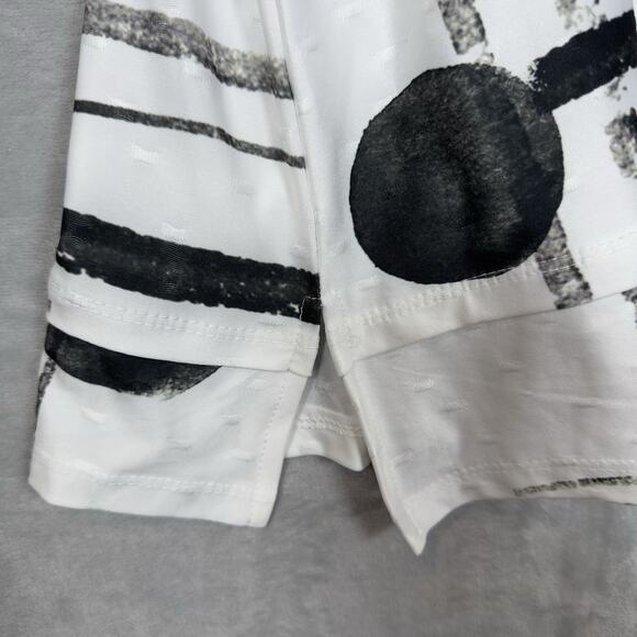 Jess & Jane Sleeveless Top Large Black White Cowl Neck Abstract Print Tunic Tank - Picture 6 of 10